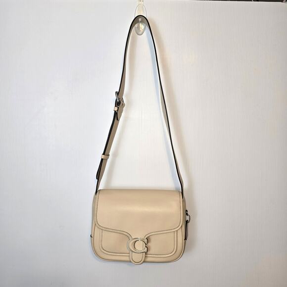 Coach Tabby Messenger Handbag Crossbody Cream Ivory Glovetanned Leather NWOT - Picture 3 of 15